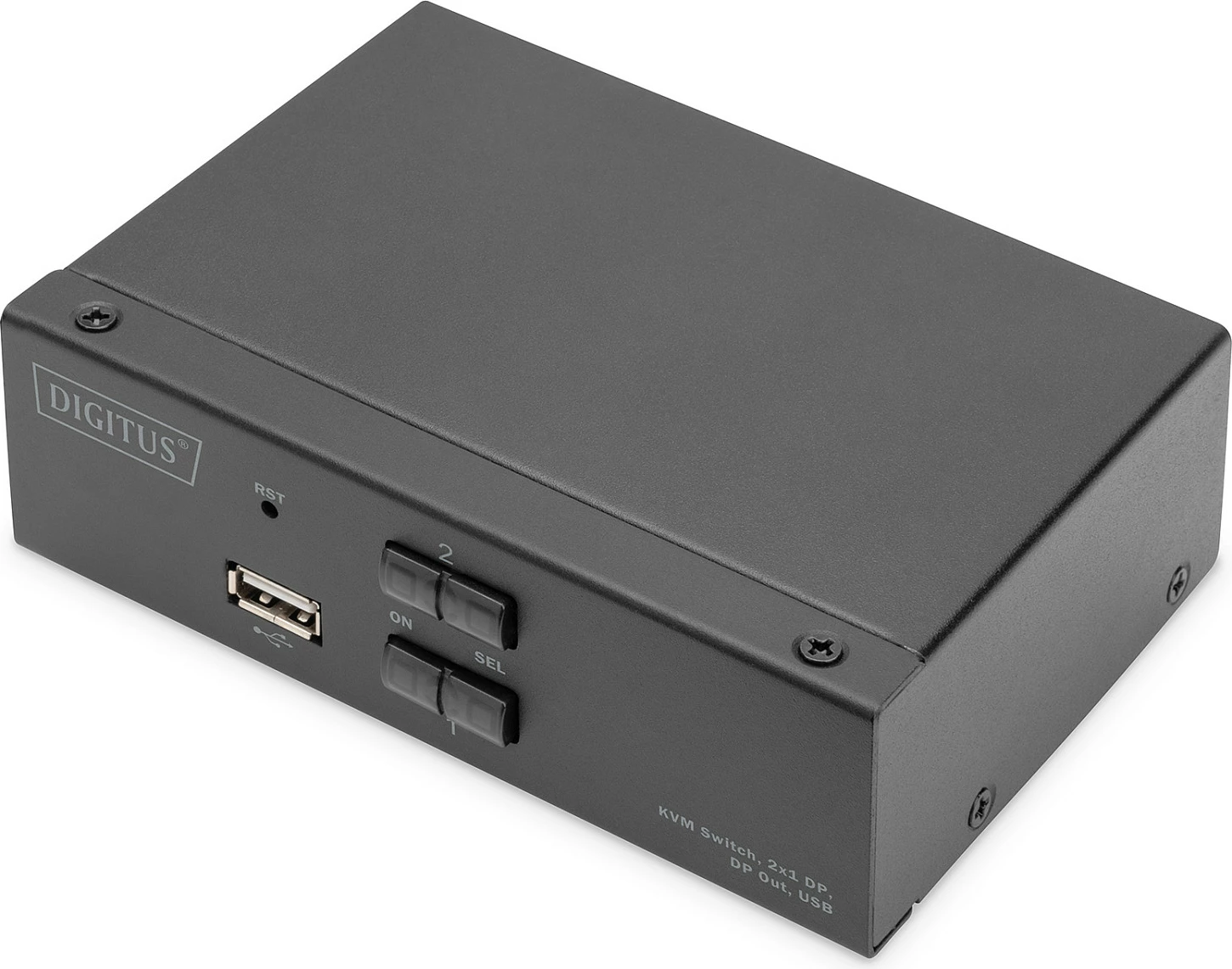 Switch KVM Digitus DS-12851, 2x1 DisplayPort, 4K 60Hz, USB 2.0, Audio/Mic, i zi