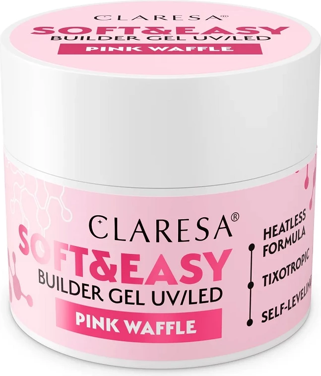 Xhel ndërtues për thonj Claresa Soft&Easy Builder Gel Pink Waffle për femra, 12g