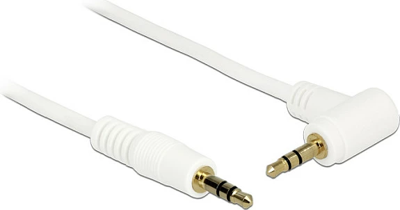 Kabllo AUX audio DeLOCK 3.5mm mashkull-mashkull, 2m, konektor i këndshëm, e bardhë