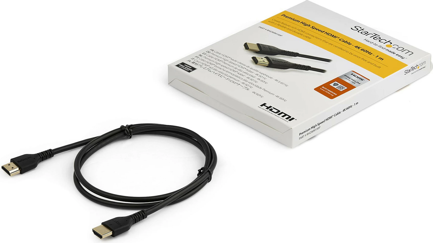 Kabllo HDMI StarTech Slim HDMI 2.0, 1m, 4K 60Hz, HDR10, Ethernet, ARC, e zezë