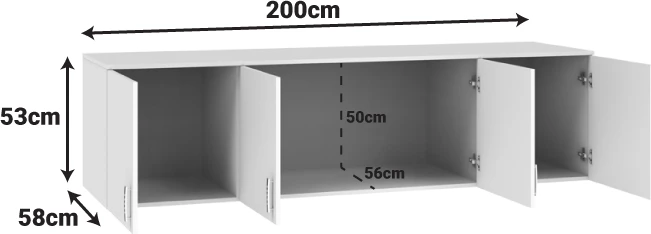 Dollap katërkanatësh Royal, sonoma, 200x58x53cm