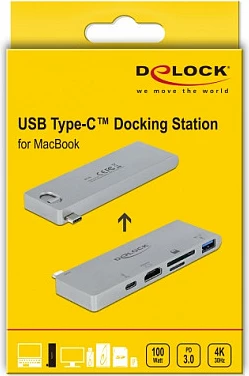 Docking station DeLOCK 87745, USB-C, HDMI, USB-A/USB-C, lexues SD/microSD, USB PD, gri