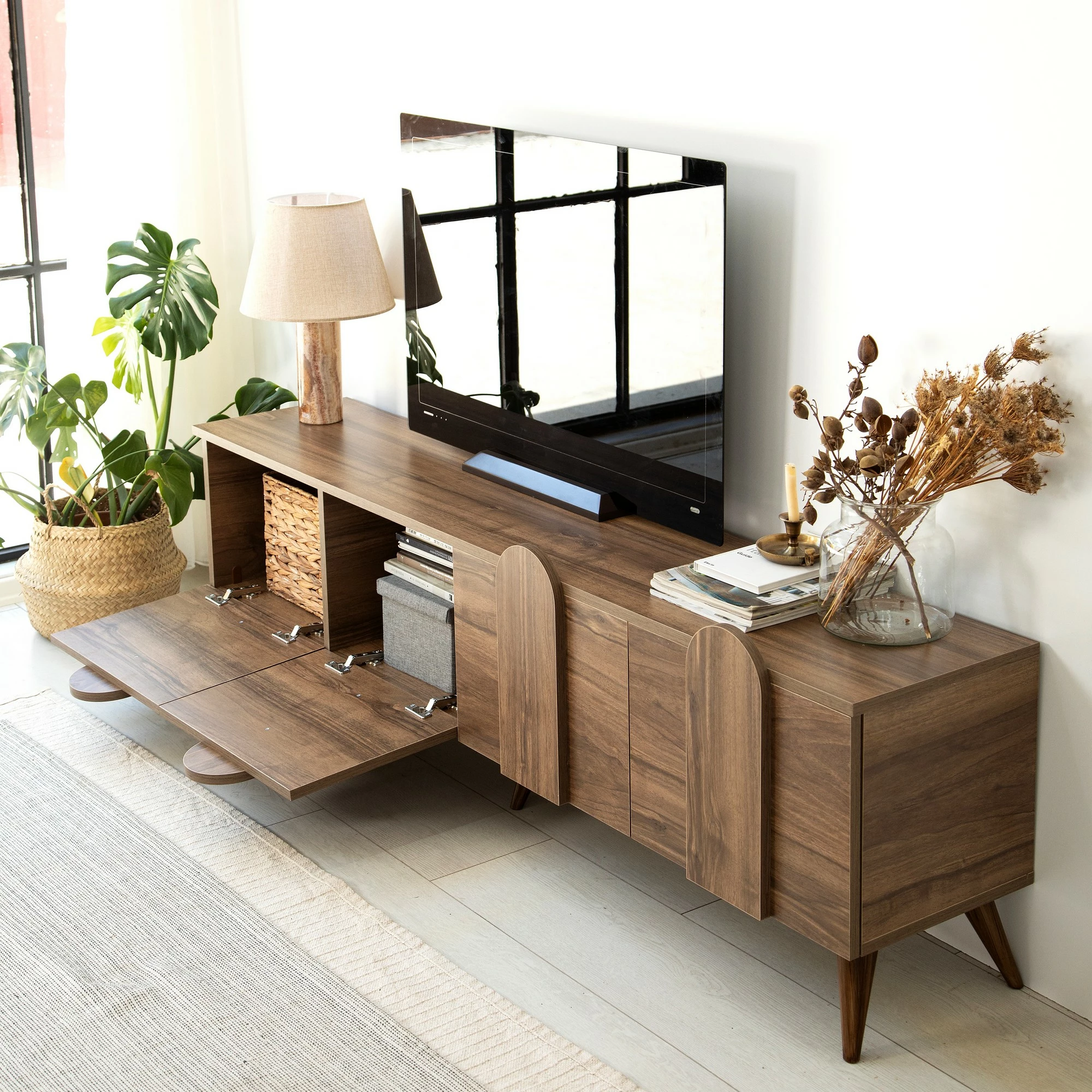 Komodë TV Hanah Home, New Line, ngjyrë arre, v2