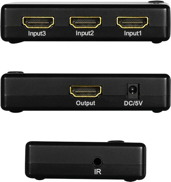 Switch HDMI 3x1 LogiLink HD0042 me telekomandë, 1080p, e zezë