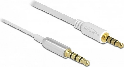 Kablë audio DeLOCK 3.5mm 4-pin (TRRS) mashkull-në-mashkull, ultra slim, 0.5m, e bardhë