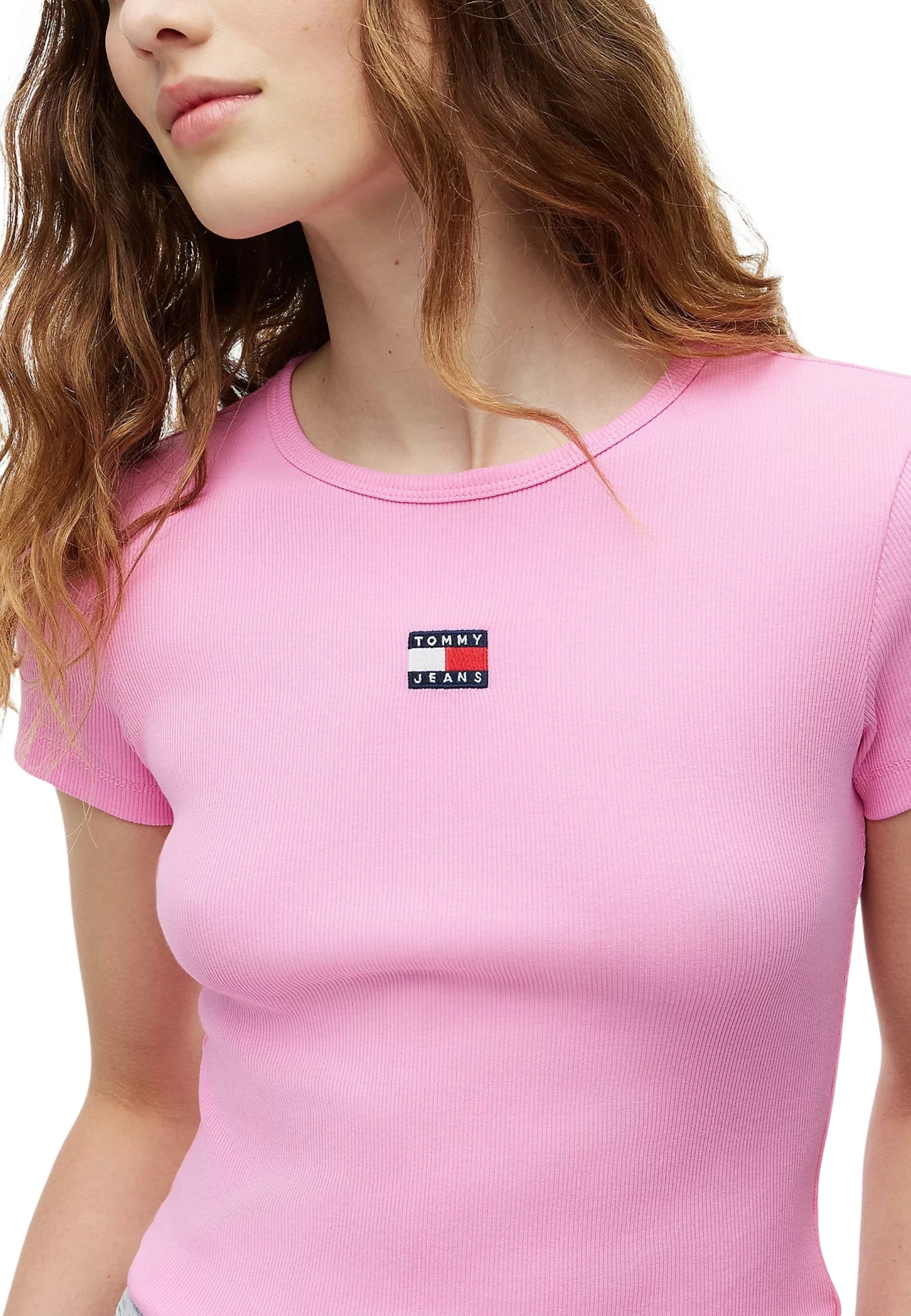 Maicë për femra Tommy Hilfiger Jeans TJW Badge Rib DW0DW17881, rozë [Madhësia: S]