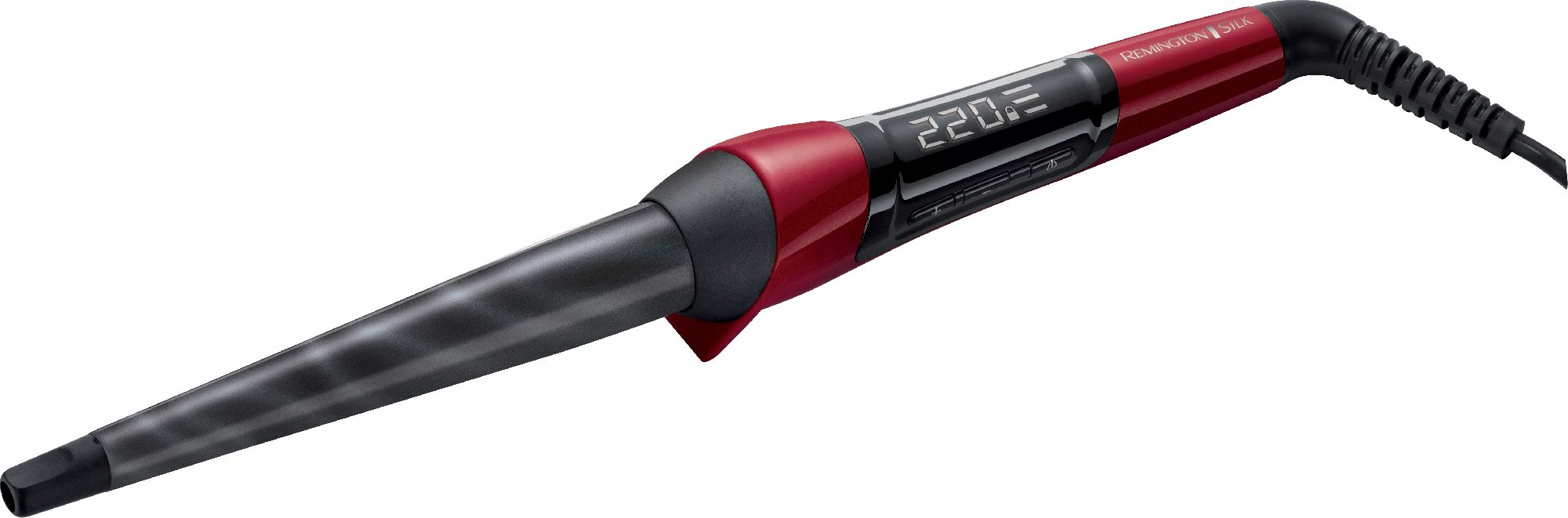 Hekur për kaçurrela Remington Silk CI96W1, konik 25-13 mm, 220°C, 48 W, kuqe/zi, set me dorëzë dhe këllëf rezistent nxehtësie