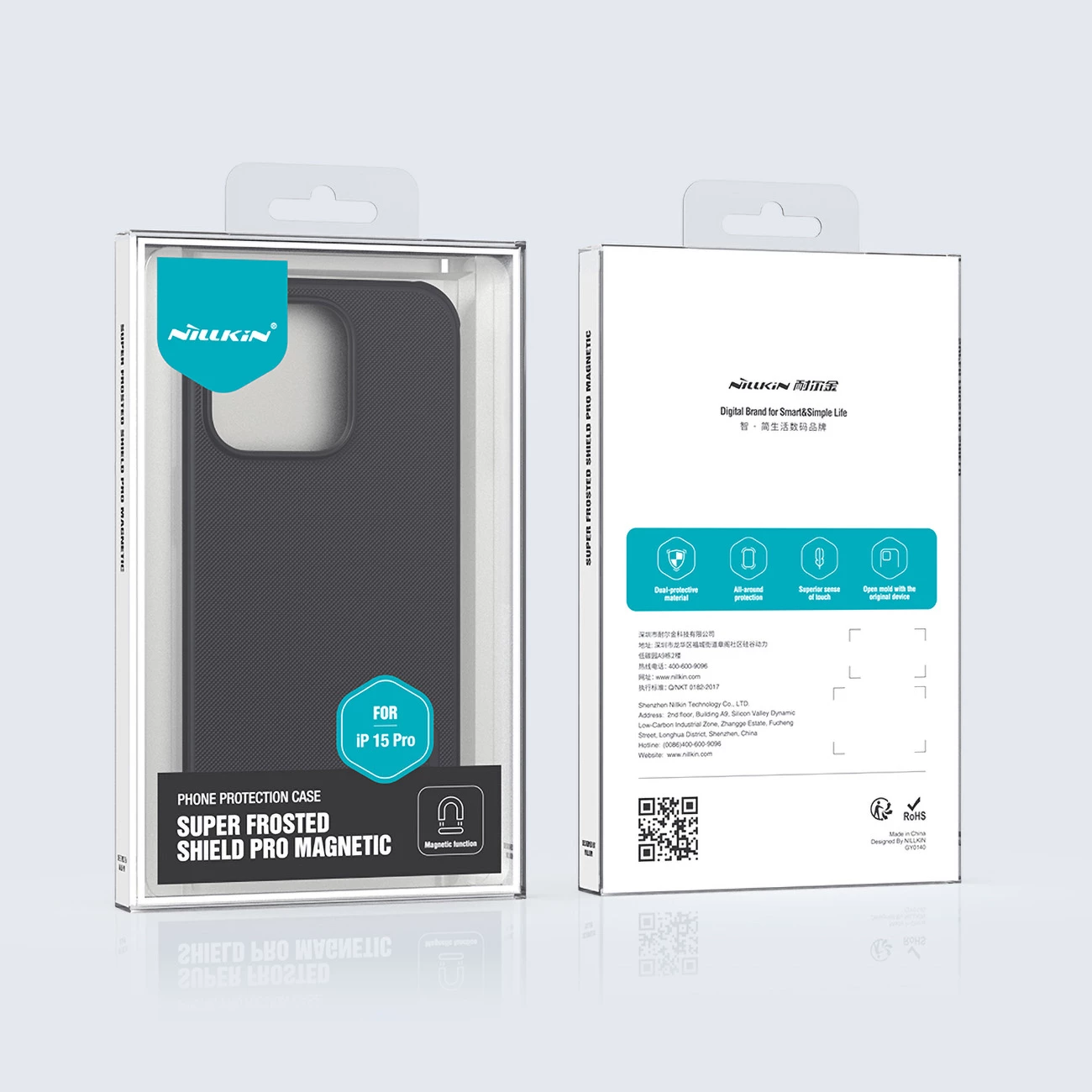 Mbështjellës Nillkin Super Frosted Shield Pro Magnetic për iPhone 15 Pro, i zi