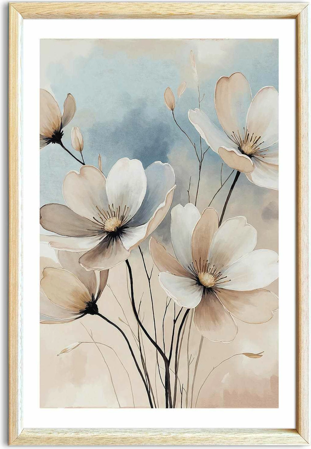 Pikturë dekorative me kornizë MDF, Wallity, Ahswabisabi-017, 62x92 cm