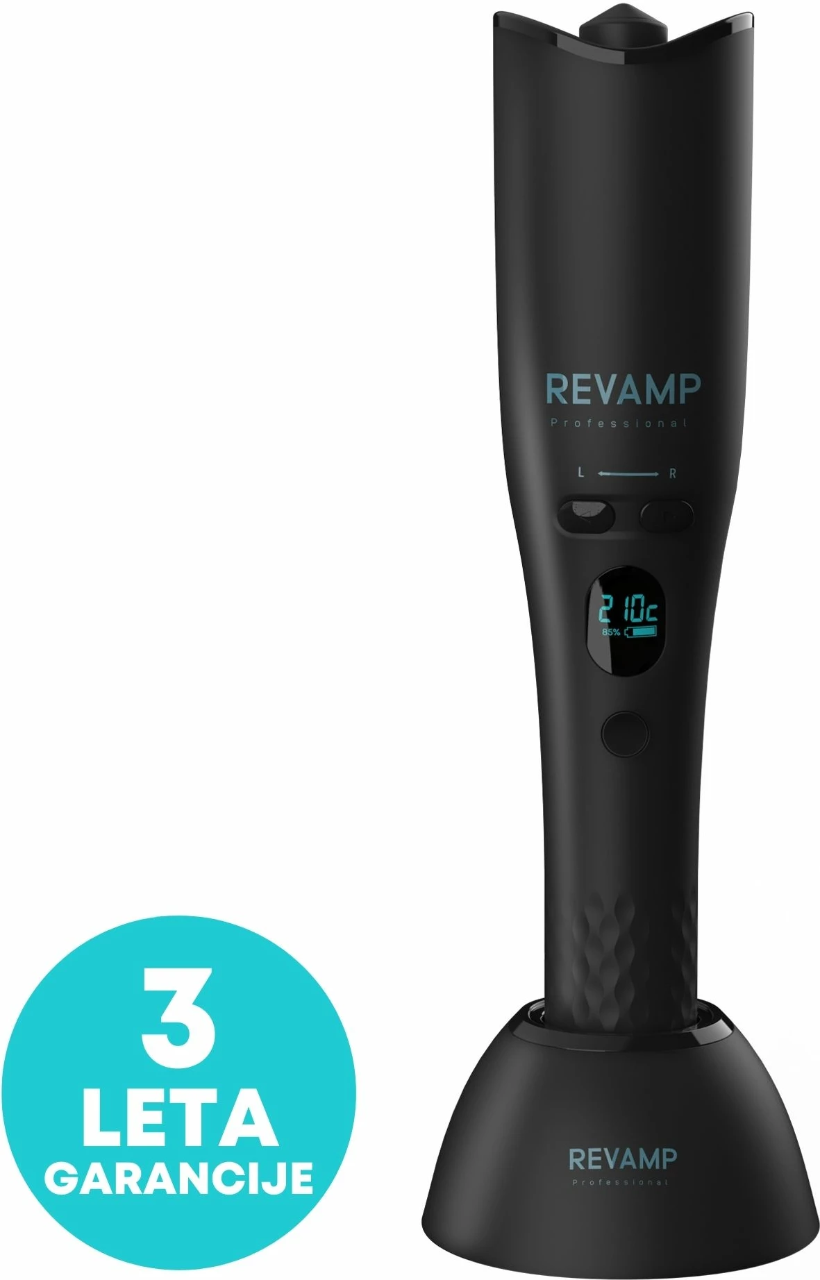 Pajisje automatike për kaçurrela Revamp iGEN Progloss Hollywood Curl CL-2750, pa kabllo, 19 mm, 150–210°C, e zezë, set me bazë karikimi