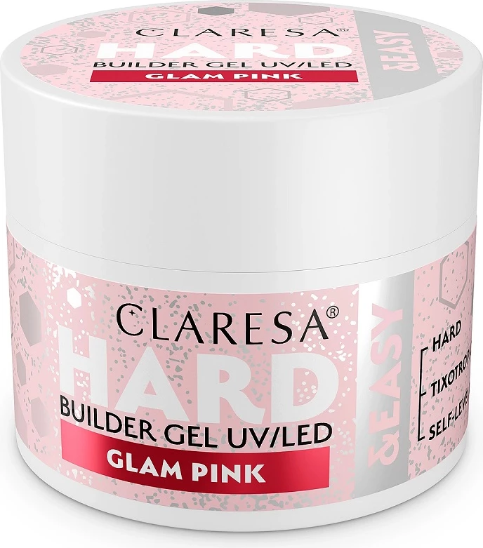 Xhel ndërtues për thonj Claresa Hard&Easy për femra Glam Pink 45g
