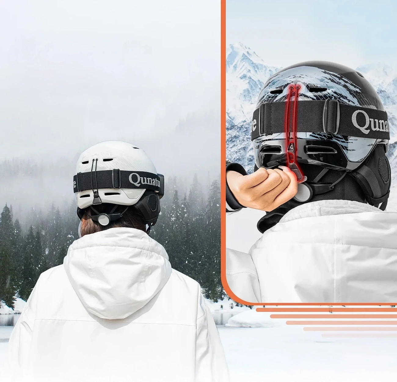 Helmetë ski/snowboard Qunature 10130003001, madhësi L (58-61 cm), PC+EPS, ventilim i rregullueshëm, jastëkë për veshë të heqshëm, mbajtës për syze, e bardhë