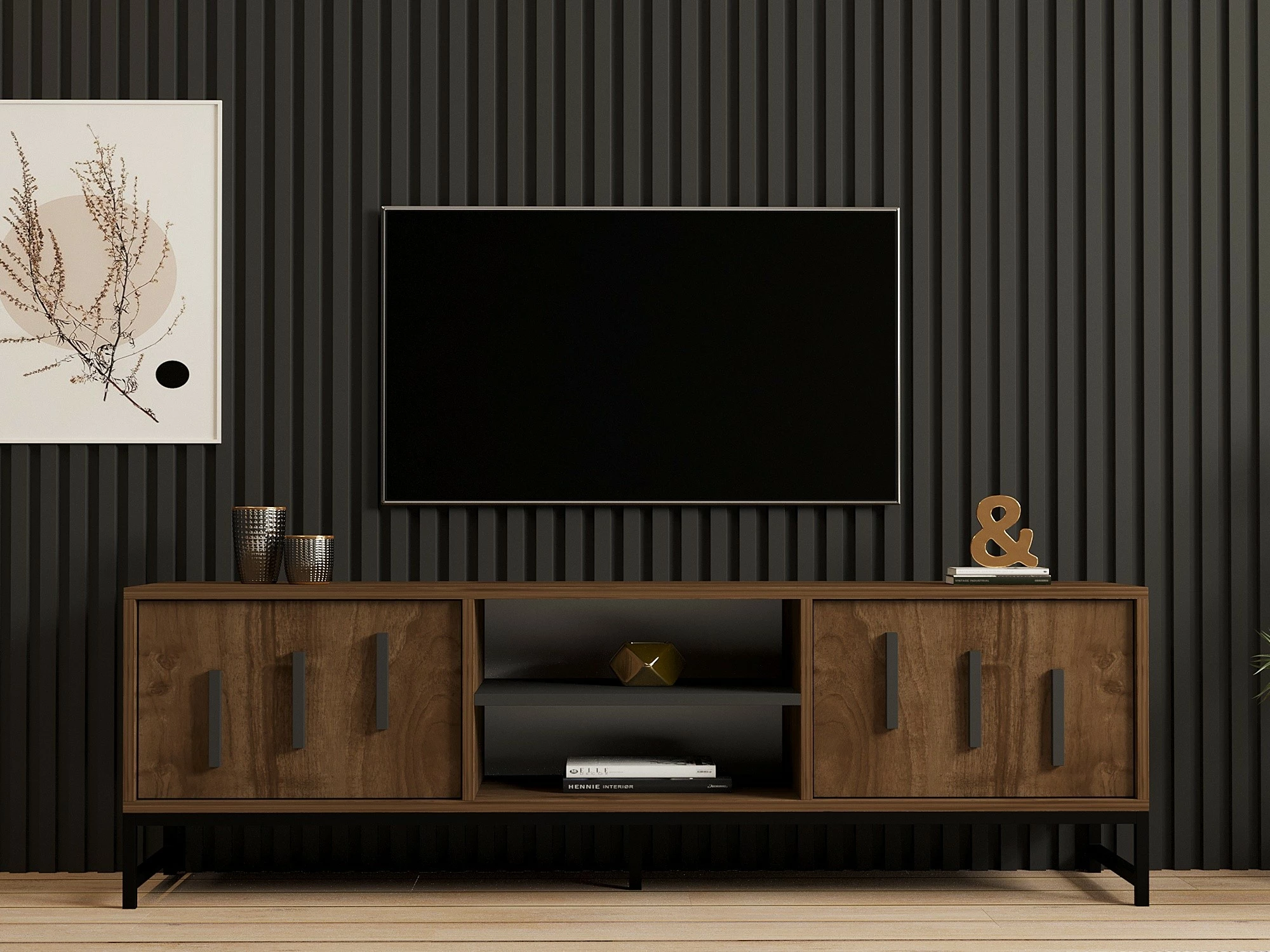 Komodë TV Hanah Home, formë drejtkëndëshe, ngjyrë arre