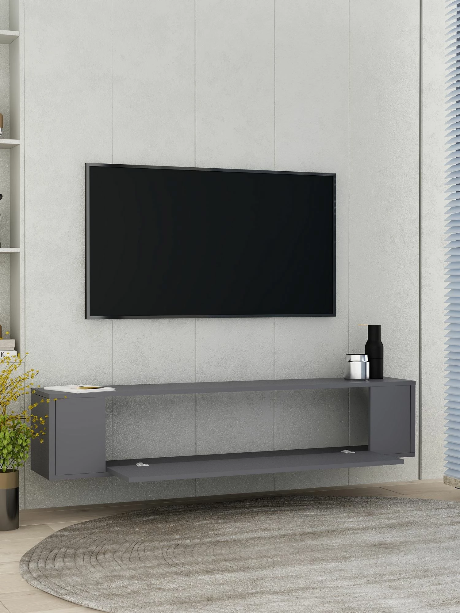 Komodë TV Skye Decor, Restol 2, ngjyrë antracit