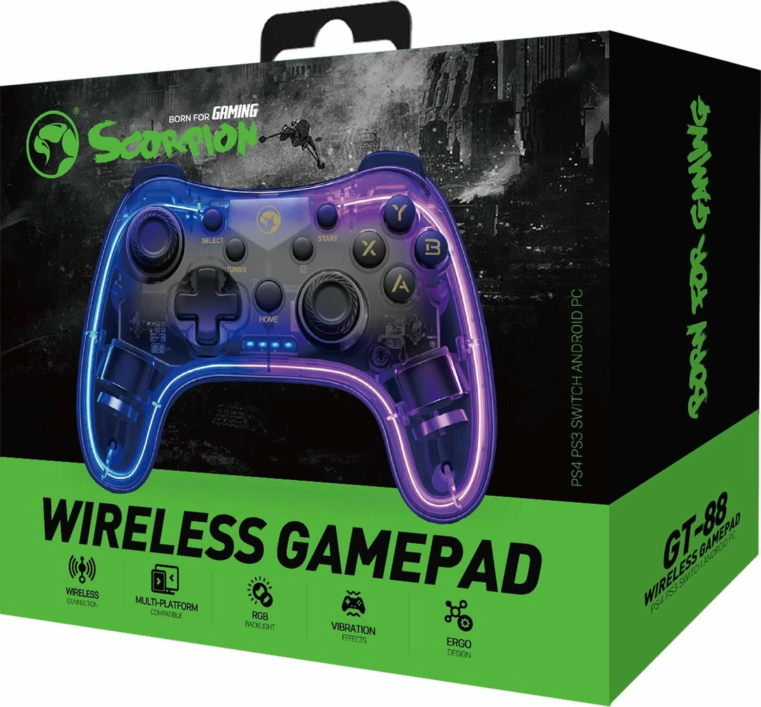 Kontroller lojërash Marvo Ghost 40 GT-88, Bluetooth wireless, RGB, bateri 800mAh, transparent