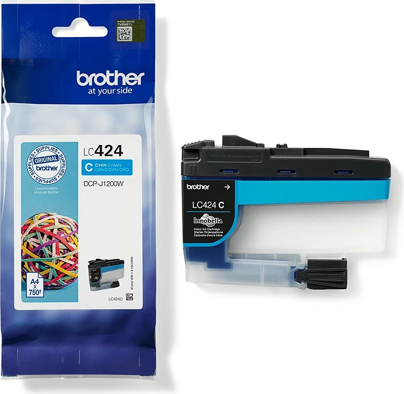 Toner Brother LC424C, 1 copë, 750 faqe, Paketë e vetme, Cyan