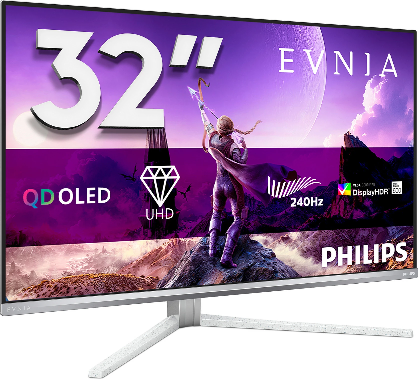 Monitor Philips Evnia 8000 32M2N8900P/00, 31.5", 4K UHD, QD-OLED, 240Hz, i bardhë