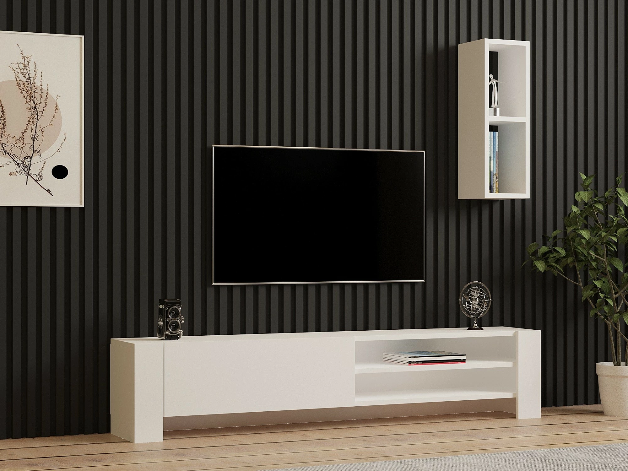 Komodë TV Hanah Home, Naz, e bardhë