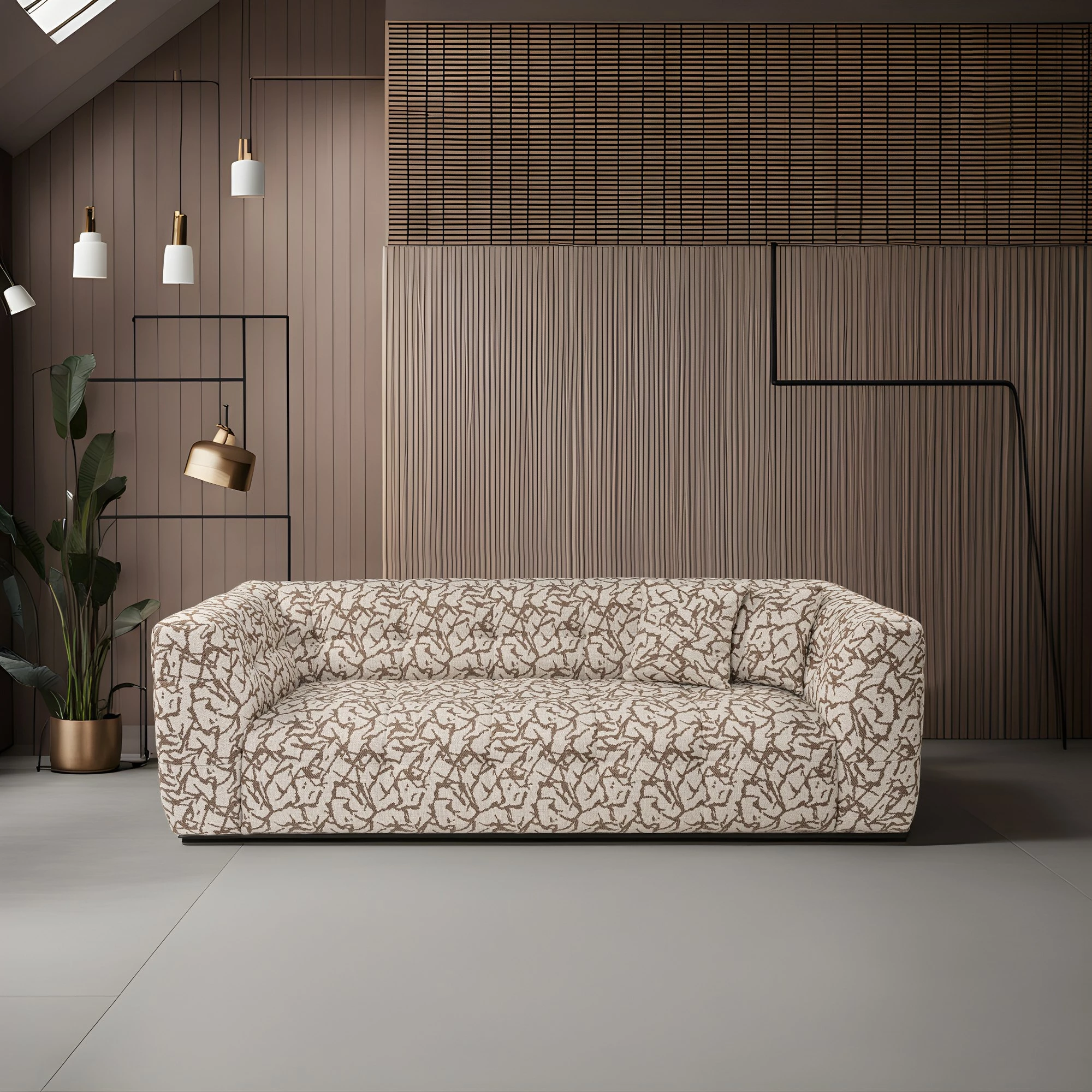 Divan treshe Atelier del Sofa, Cady, ngjyrë tan