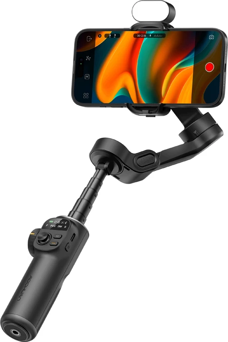 Gimbal AOCHUAN Smart X2, stabilizim 3-bosht, RGB 7 ngjyra, krah zgjatues 20 cm, me tripod, i zi