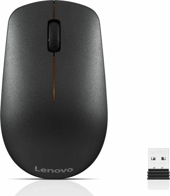 Maus Lenovo 400 Wireless GY50R91293 1200 DPI, i zi/portokalli, me nano receiver