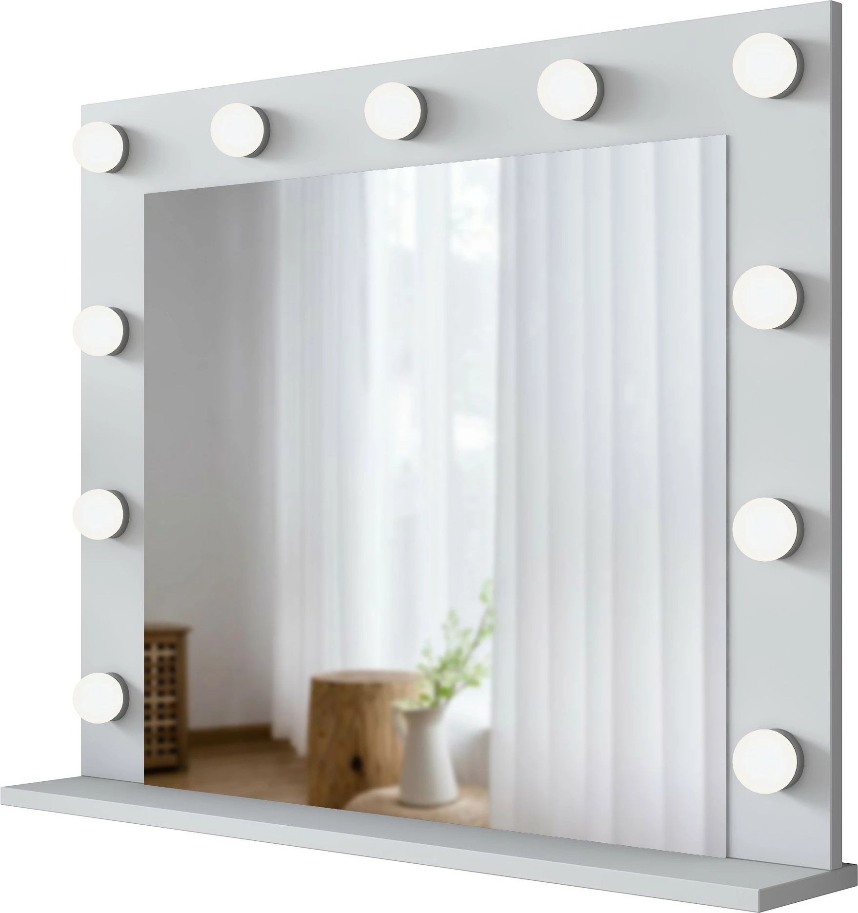 Pasqyrë dekorative me drita, ngjyrë e bardhë, Hanah Home, EF108 - 2998