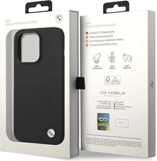 Mbështjellës BMW BMHCP14LSILBK për iPhone 14 Pro 6.1", silikon, i zi