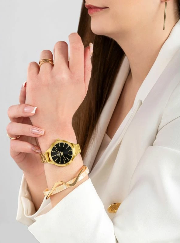 Orë dore femra Giewont GW2720-B3, e zezë dhe e artë, set