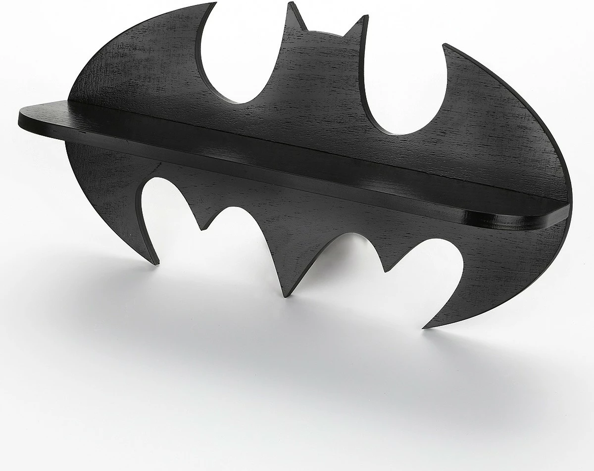 Raf dekorativ prej druri, formë Batman, ngjyrë e zezë, Skye Decor, Raf285