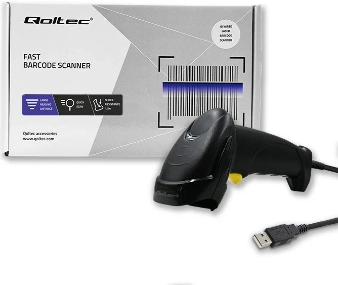Skaner lazer Qoltec 50876, 1D, USB, i zi 2