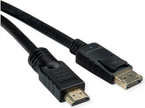 Kabllo ROLINE DP-UHDTV.7.5M, DisplayPort në HDMI, 7.5m, 4K, e zezë