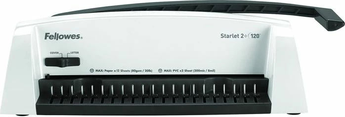 makinë lidhëse dokumentesh Fellowes Starlet 2+ manuale, kapacitet lidhje 120 fletë, shpinë plastike 16 mm, bardhë/zezë