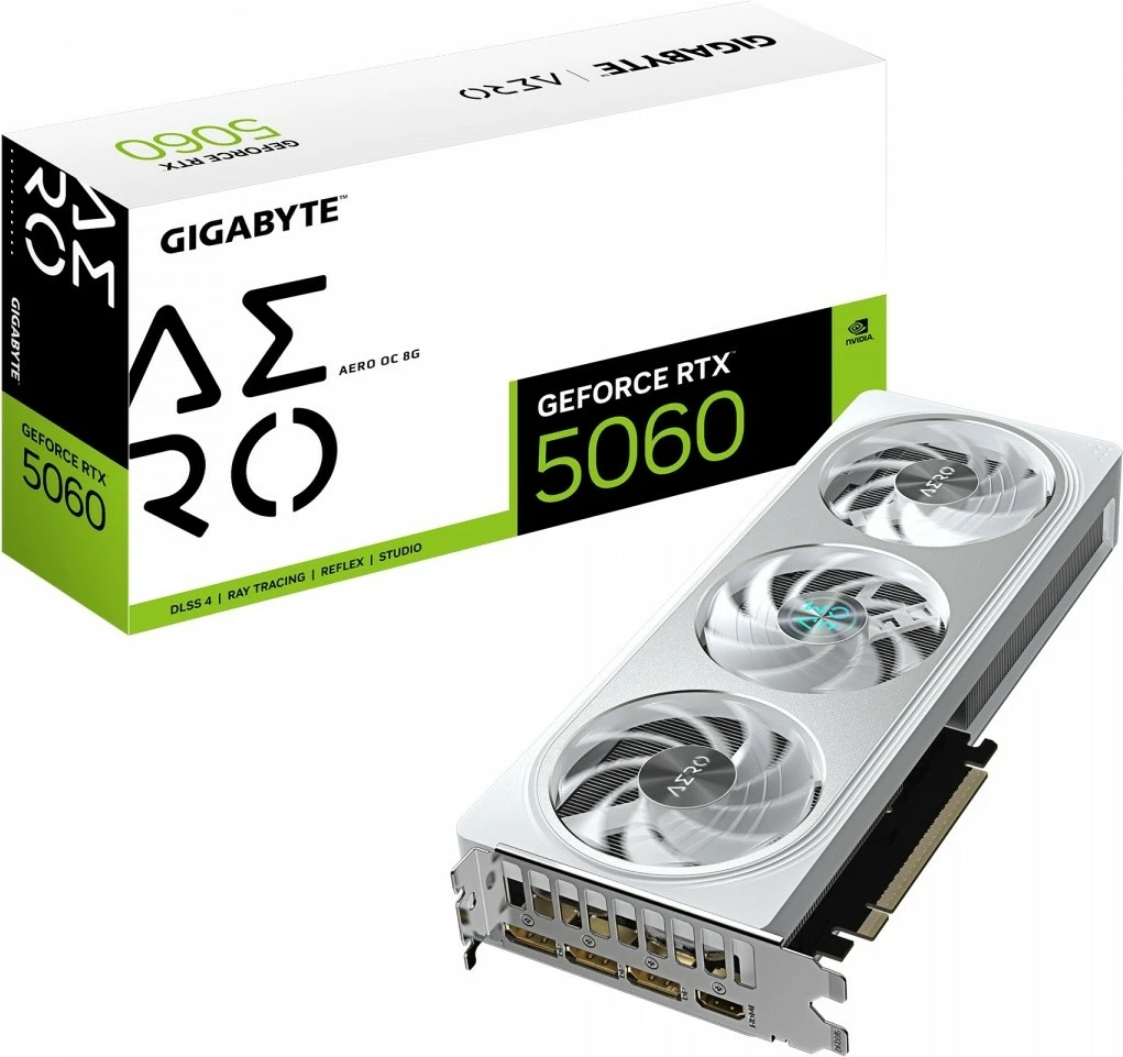 Kartelë grafike Gigabyte GeForce RTX 5060 AERO OC 8GB GDDR7, e bardhë