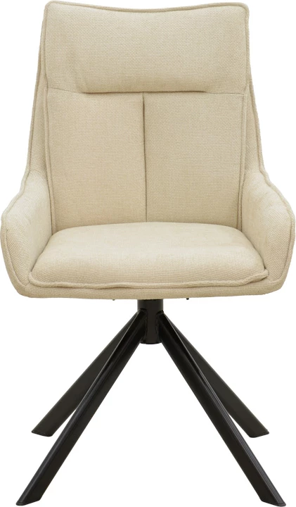 Karrige rrotulluese Konelian, material stof bezhë, këmbë metalike të zeza, 54x63x88cm (2 copë)