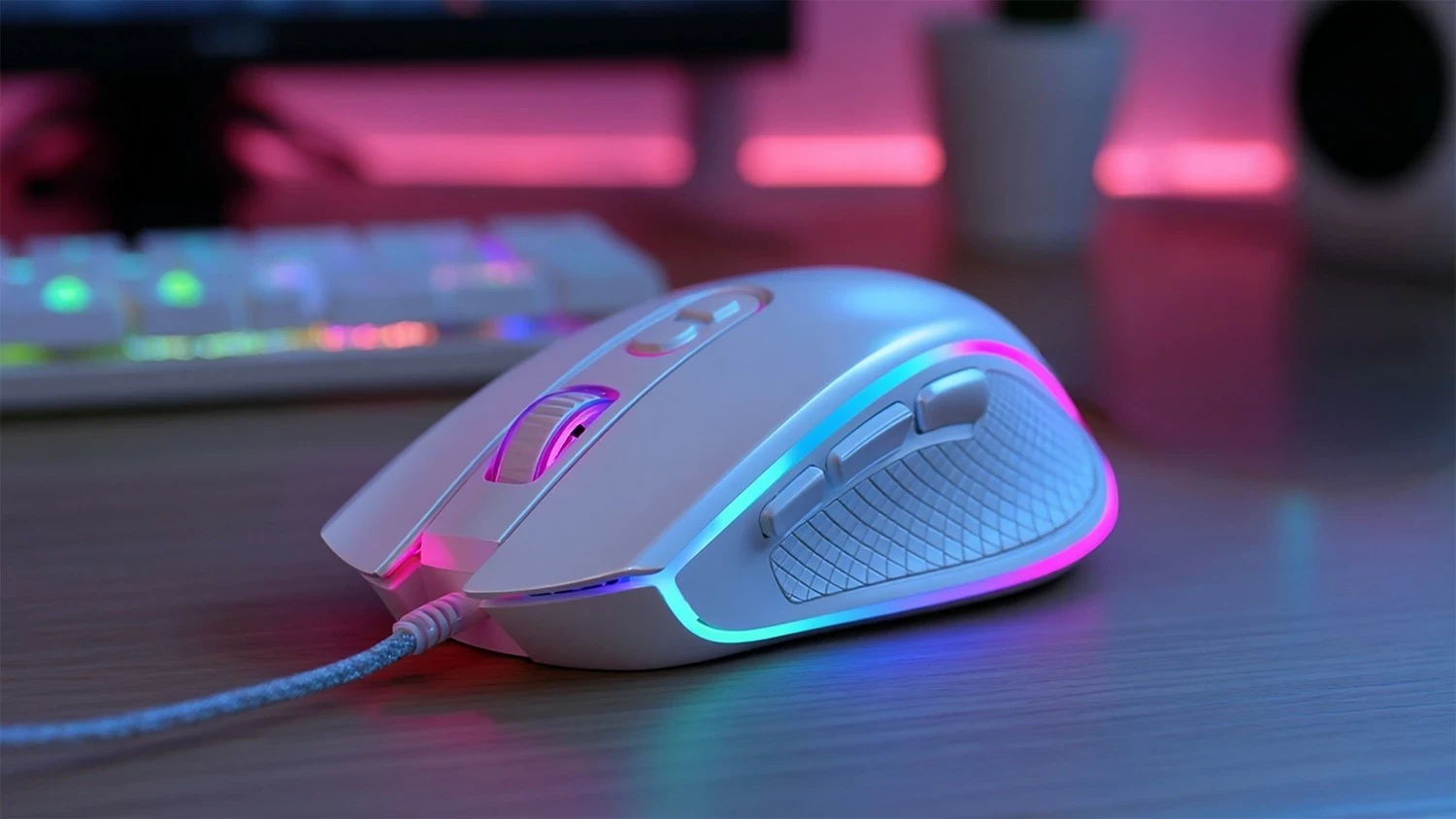 Maus Modecom Volcano Veles, RGB, me kabëll, i bardhë