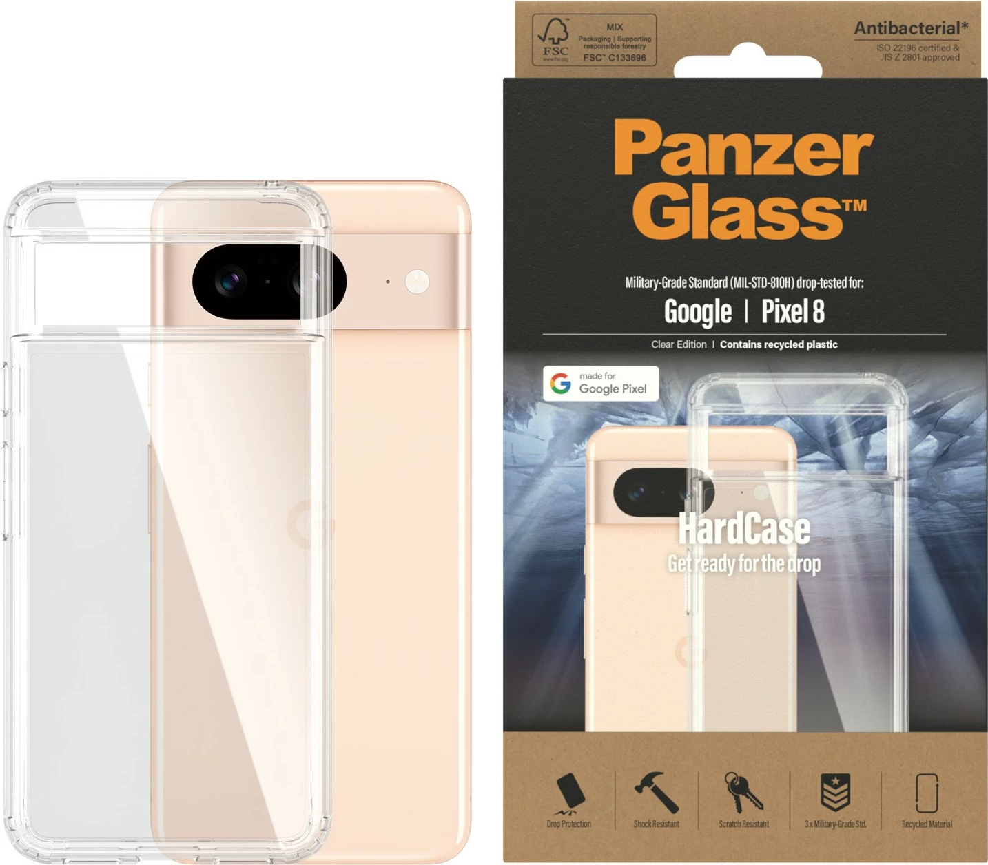 Mbështjellës PanzerGlass për Google Pixel 7a, Ultra Wide Fit, transparent