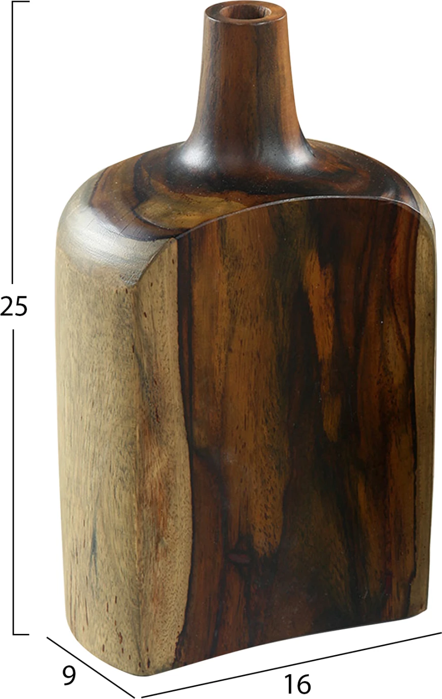 Shishe dekorative 3 copë, dru tik, ngjyrë arre, FH7716