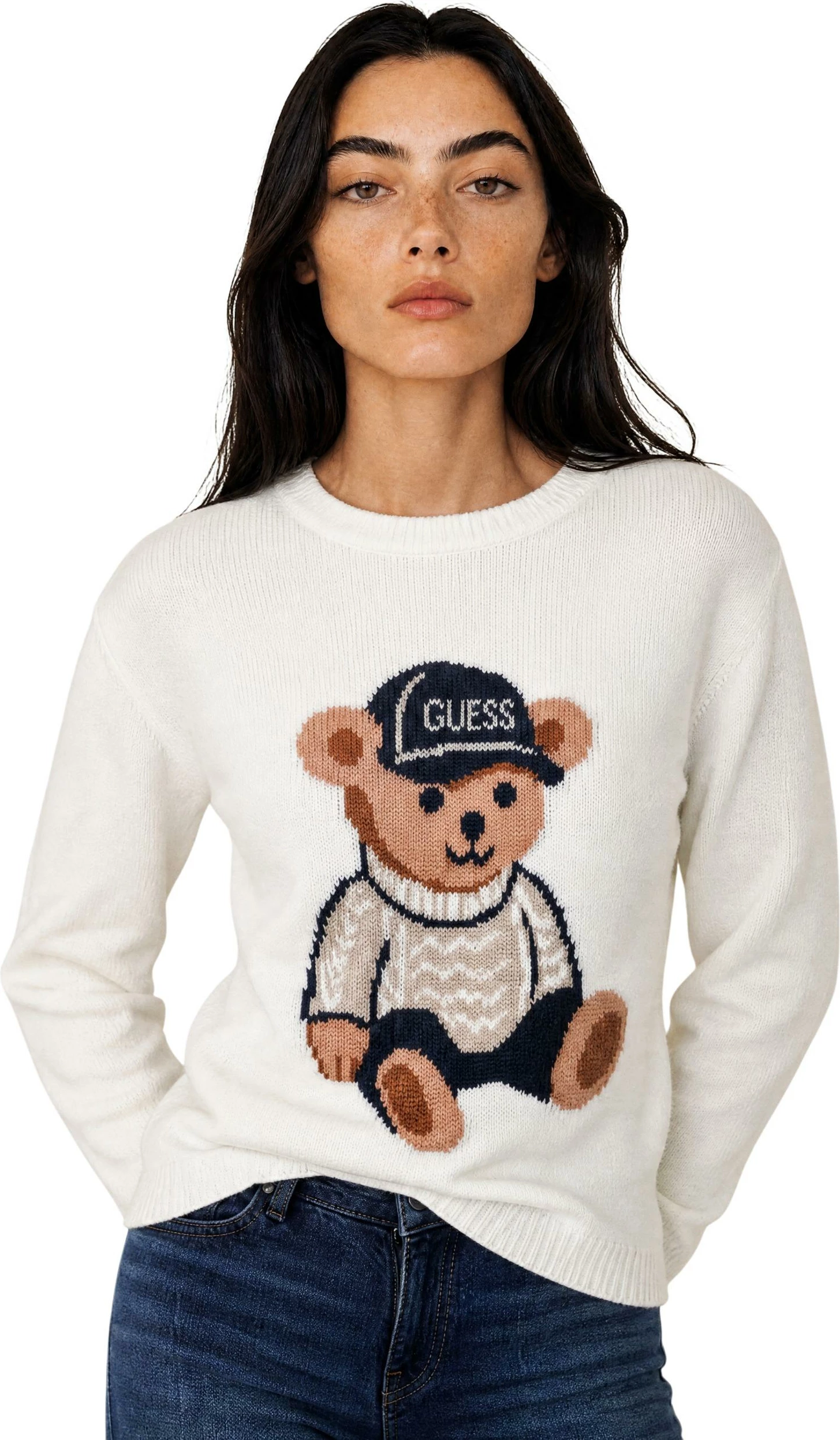Xhemper për femra Guess Alicia Bear W6BR84 Z1927, i bardhë