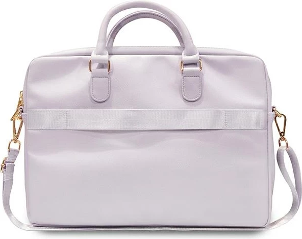 Mbështjellës laptopi Guess ZIP Leather Triangle, 16 inç, lëkurë ekologjike, vjollcë