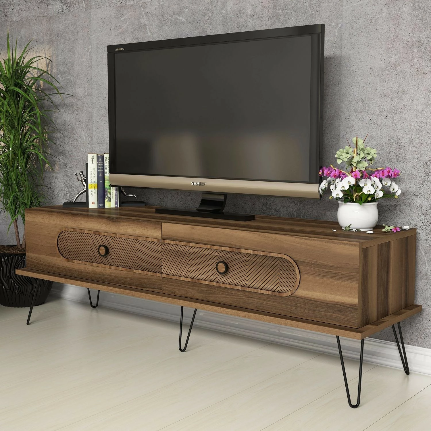 Komodë TV Hanah Home, Ekol, ngjyrë arre
