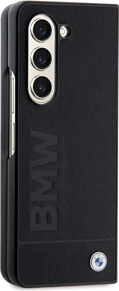 Mbështjellës BMW Leather Hot Stamp për Samsung Galaxy Z Fold 5, i zi