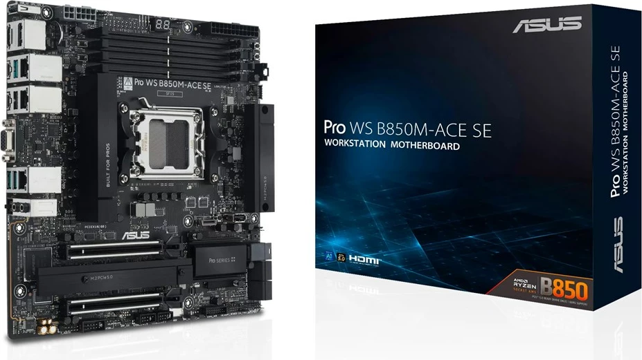 Pllakë amë ASUS PRO WS B850M-ACE SE, Socket AM5, ATX, 256 GB RAM, 10Gb Ethernet, E zezë