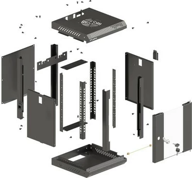 Kasë RACK LANBERG 10" 9U 300x300mm, e zezë, dyer xhami