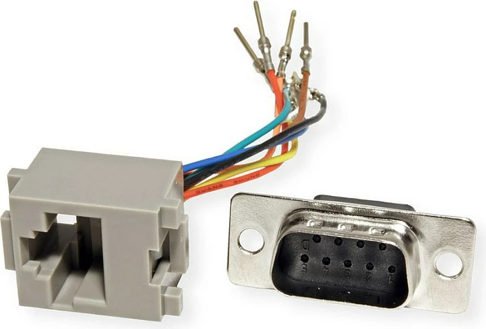 Adapter ROLINE 12.03.7524, DB9 mashkull në RJ-45 femër, argjend