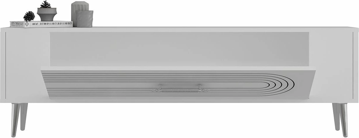 Komodë TV Skye Decor, Retrol3, e bardhë, argjend