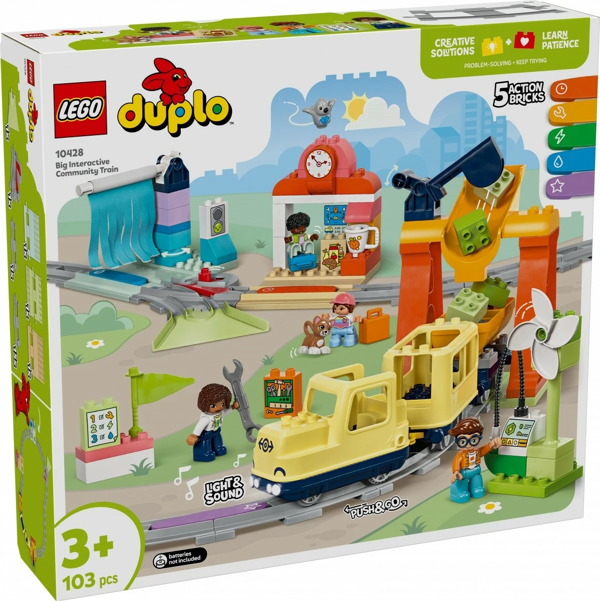 Set lodrash LEGO DUPLO 10428 tren interaktiv i madh, 103 pjesë, shumëngjyrësh