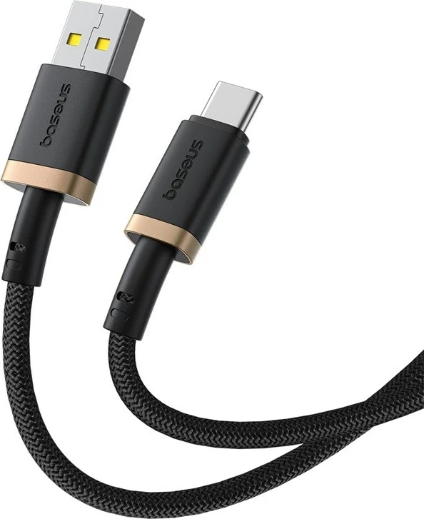 Kabllo Baseus Dura USB Type A në Type C, 60 W, 2 m, E zezë, Ari