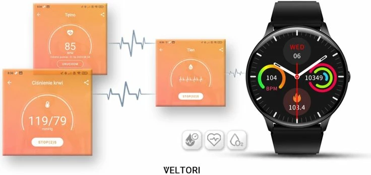 Smartwatch VELTORI, e zezë