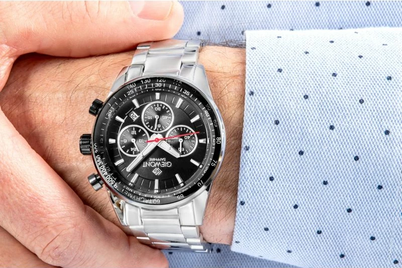 Orë dore meshkuj Giewont GW9140-B1, argjendtë/zezë