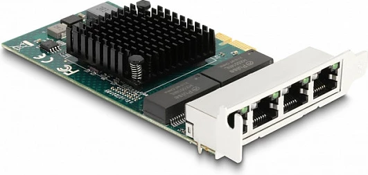 Kartelë rrjeti DeLOCK PCIe x1, 4x RJ45 Gigabit LAN, PCIe 2.0, gri